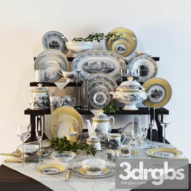 Set Of Dishes 3dsmax Download - thumbnail 1