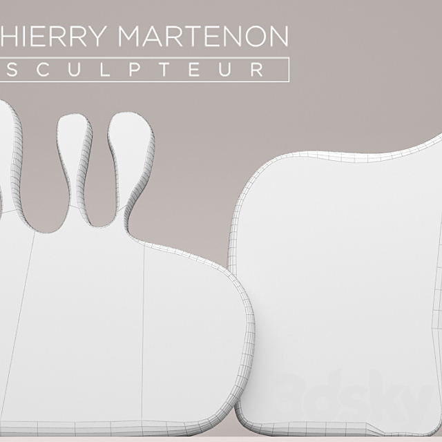 Set Sculpture Thierry Martenon figurine carving abstraction modern art art 3DS Max Model - thumbnail 3