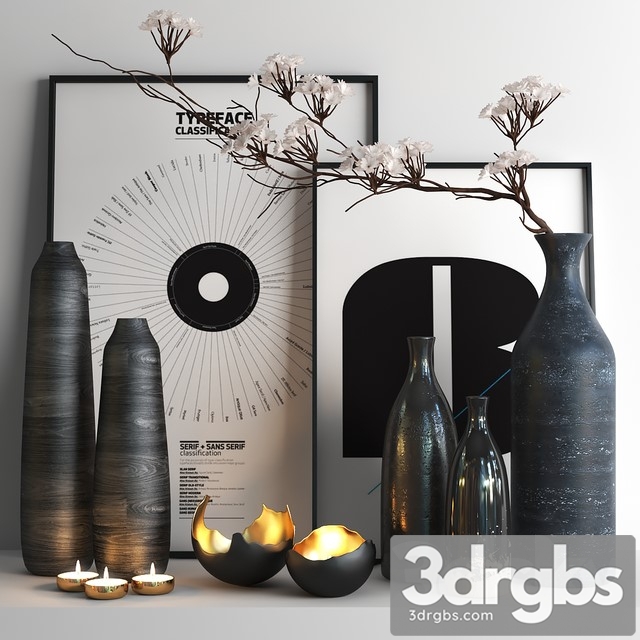 Set527 Black Vases 3dsmax Download - thumbnail 1