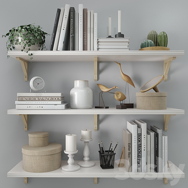 Shelves Bergshult _ Sandshult (ikea) with Decorative Filling 3DSMax File - thumbnail 1