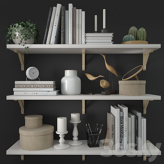 Shelves Bergshult _ Sandshult (ikea) with Decorative Filling 3DSMax File - thumbnail 2