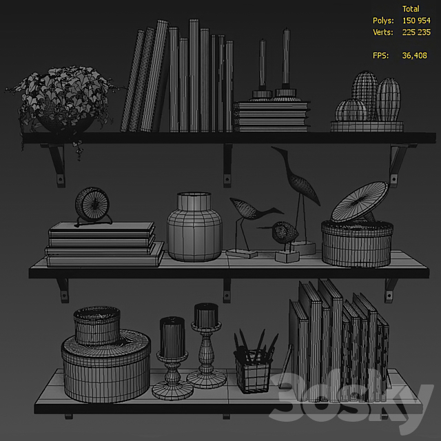 Shelves Bergshult _ Sandshult (ikea) with Decorative Filling 3DSMax File - thumbnail 5