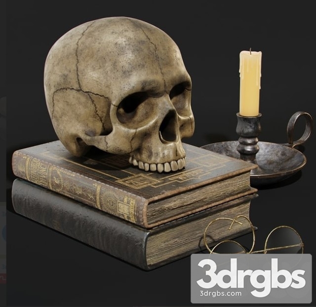 Skull And Books 3dsmax Download - thumbnail 1