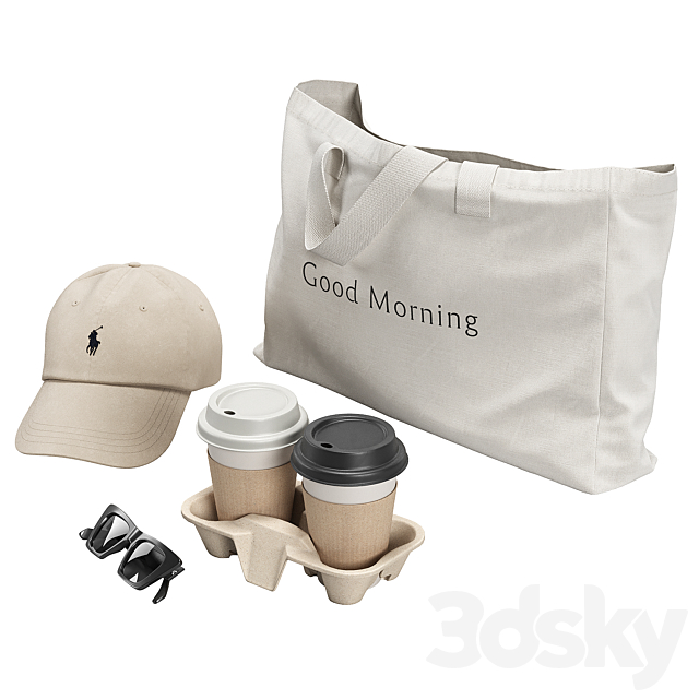 Tote Bag & Paper Cups 3ds Max - thumbnail 1