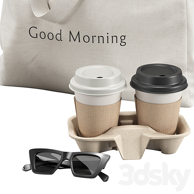 Tote Bag & Paper Cups 3ds Max - thumbnail 3