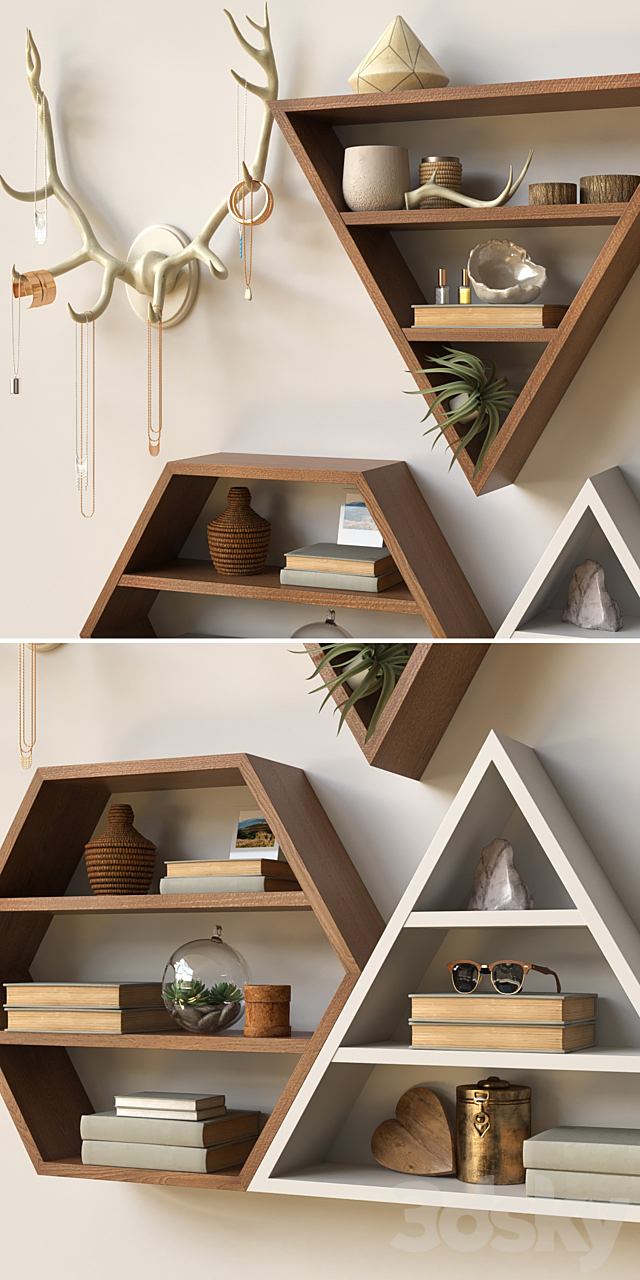 Triangular Shelves 3DS Max Model - thumbnail 2