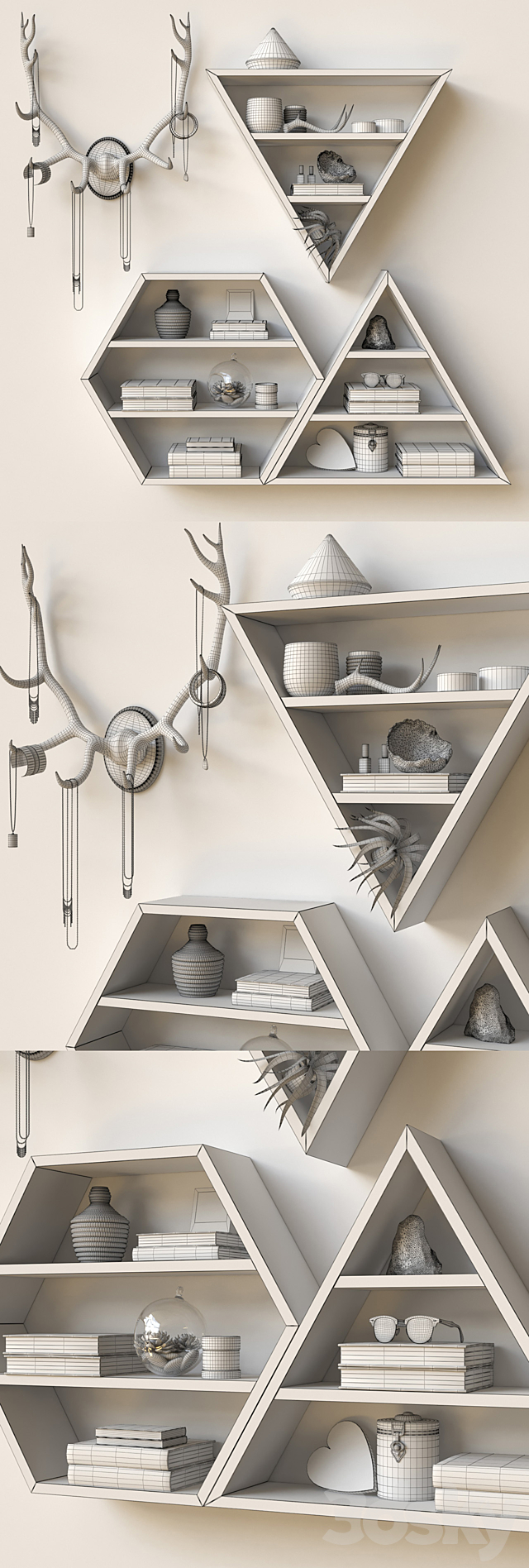 Triangular Shelves 3DS Max Model - thumbnail 3