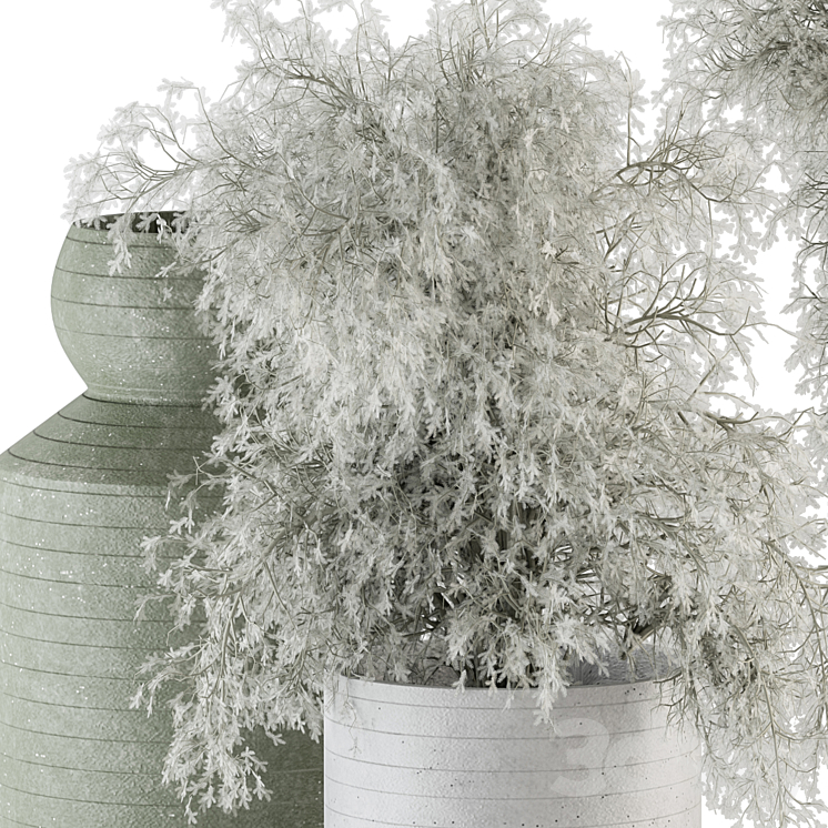 Vase and Plant Green and Gray Decorative Set – Set 102 3DS Max Model - thumbnail 2