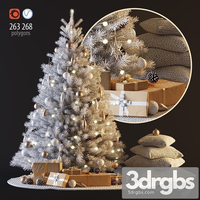 White Christmas Tree 3dsmax Download - thumbnail 1