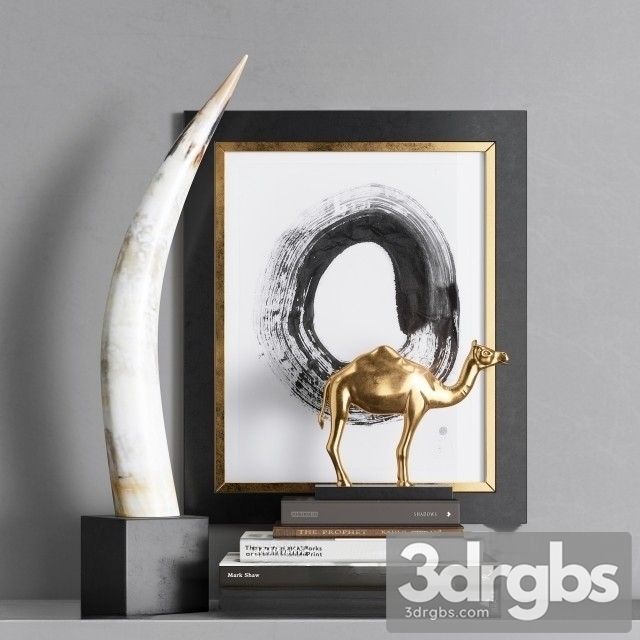 William Sonoma Yak Horn On Black Stand 3dsmax Download - thumbnail 1