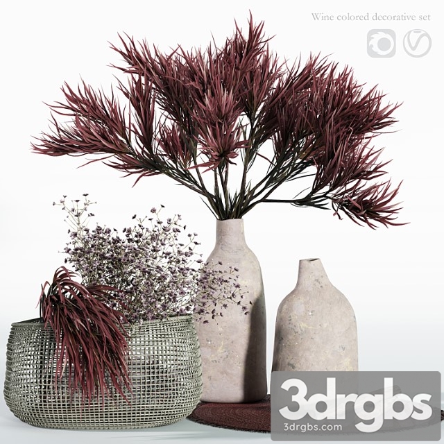 Wine Colored Decorative Set 3dsmax Download - thumbnail 1