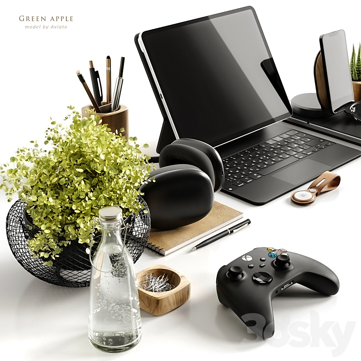 Workspace green apple 3DS Max Model - thumbnail 2