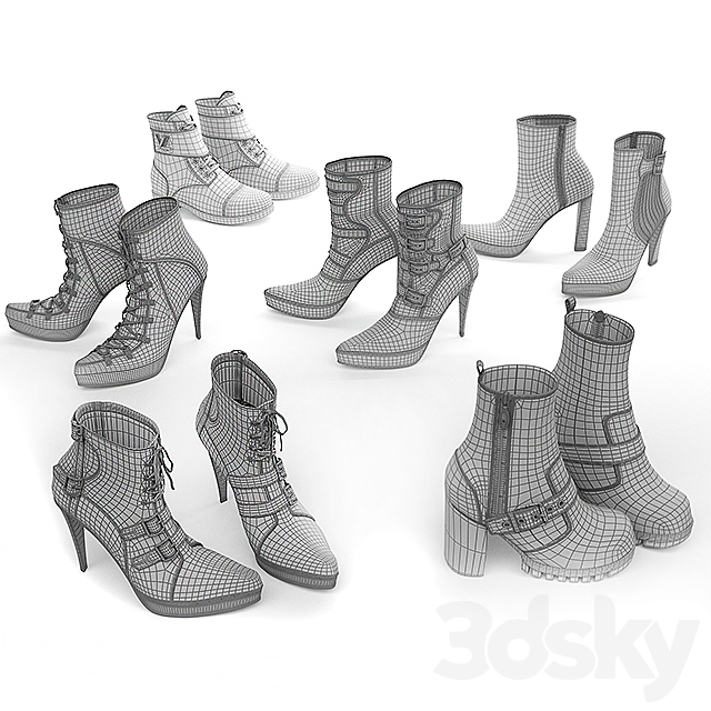 6 pairs of women’s shoes – 2 3ds Max - thumbnail 3