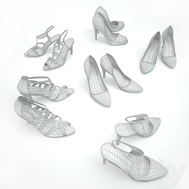 6 pairs of women’s shoes 3DSMax File - thumbnail 3