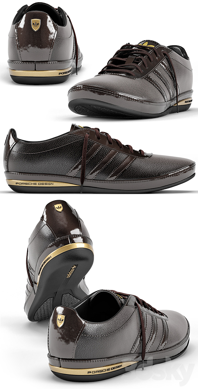 Adidas Porsche Design S3 Leather Brown 3DS Max Model - thumbnail 2