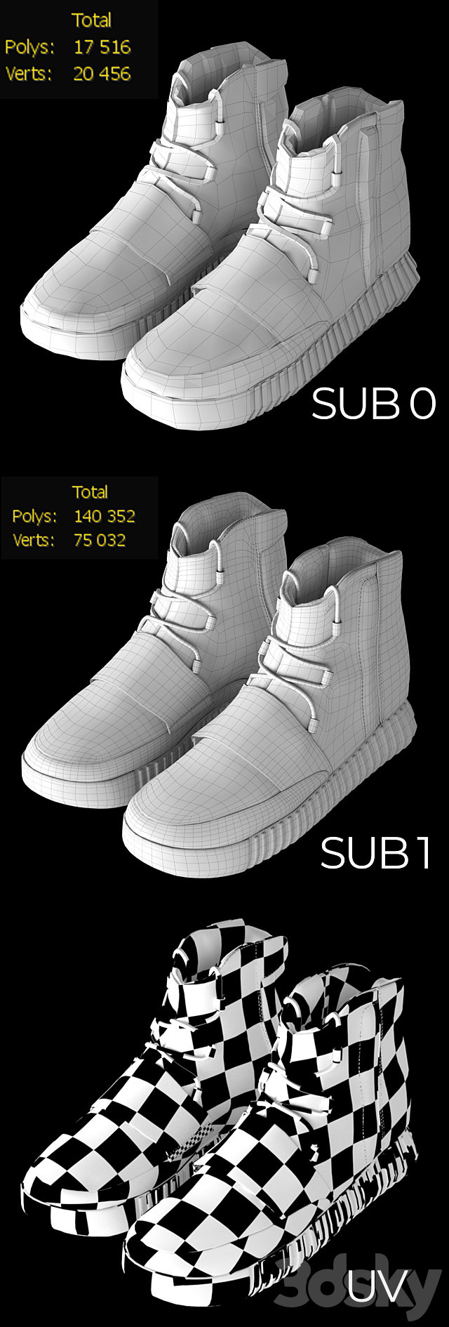 adidas yeezy 750 3DSMax File - thumbnail 3