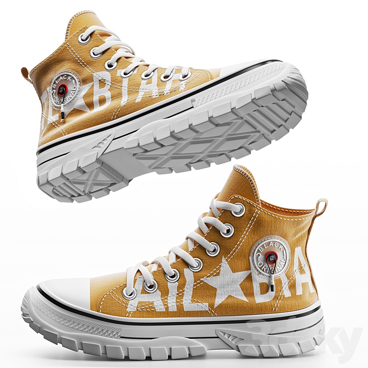 Casual High-top Mustard 3DS Max Model - thumbnail 1