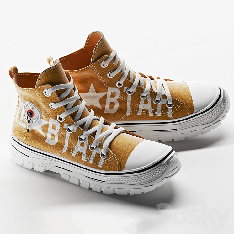 Casual High-top Mustard 3DS Max Model - thumbnail 2