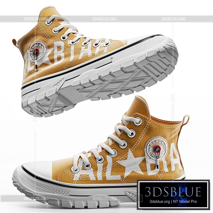 Casual High-top Mustard 3DS Max - thumbnail 3