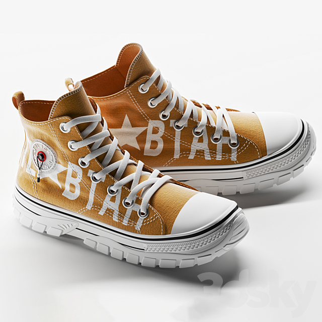 Casual High-top Mustard 3DSMax File - thumbnail 2