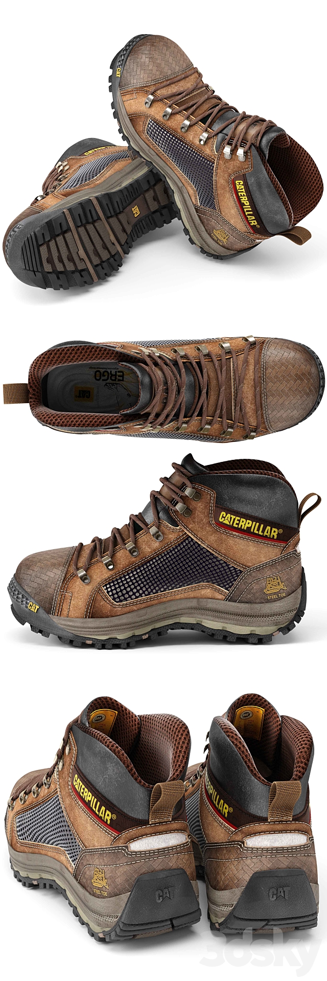 Caterpillar Boots 3DS Max Model - thumbnail 2