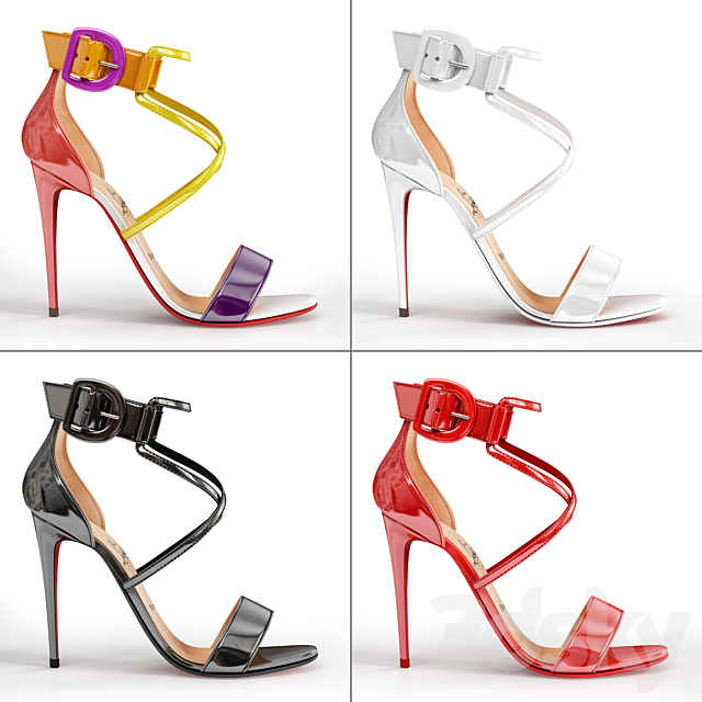 Choca Red Sole Sandals by Christian Louboutin 3ds Max - thumbnail 2