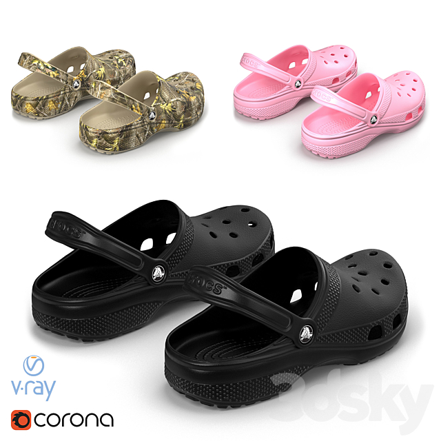 Crocs classic 3DS Max Model - thumbnail 2