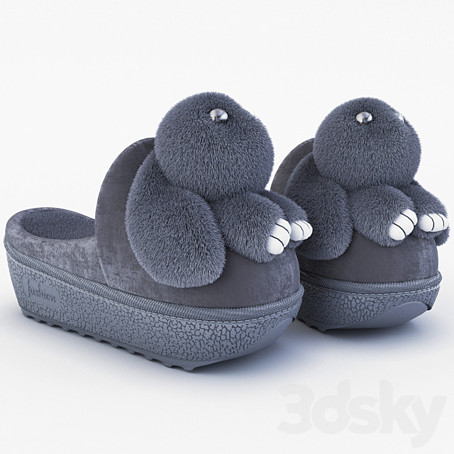 Fluffy Slippers 3ds Max - thumbnail 1