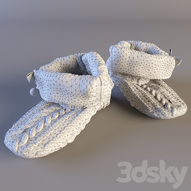 Knitted slippers 3ds Max - thumbnail 3