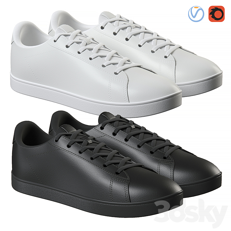 Leather Shoes Black and White 3DS Max - thumbnail 1