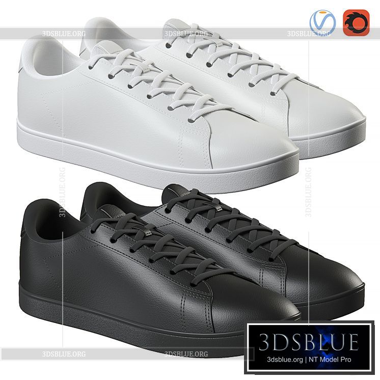 Leather Shoes Black and White 3DS Max - thumbnail 3