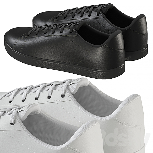 Leather Shoes Black and White 3DS Max Model - thumbnail 4