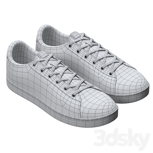 Leather Shoes Black and White 3DS Max Model - thumbnail 5