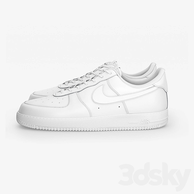 nike af1 white 3ds Max - thumbnail 2