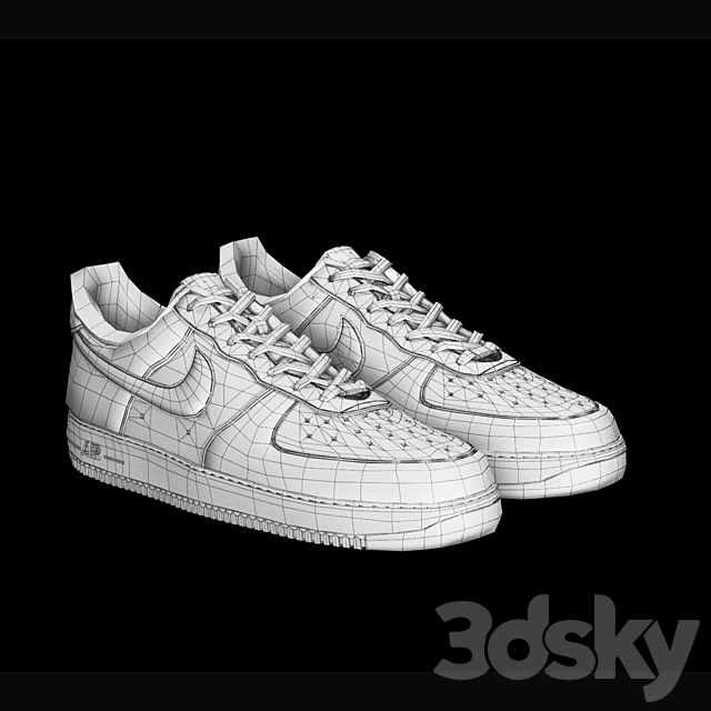 nike af1 white 3ds Max - thumbnail 3