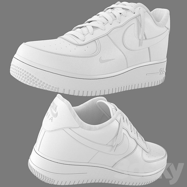 Nike Air Force 1 3DS Max Model - thumbnail 3