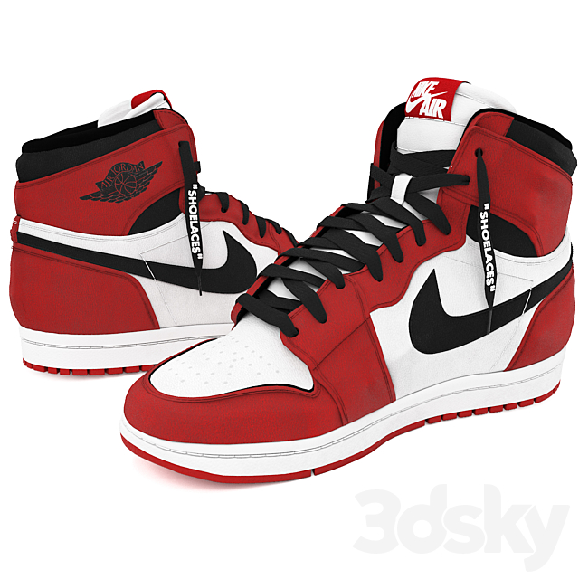 red nike air jordan 1 retro 3DS Max Model - thumbnail 4