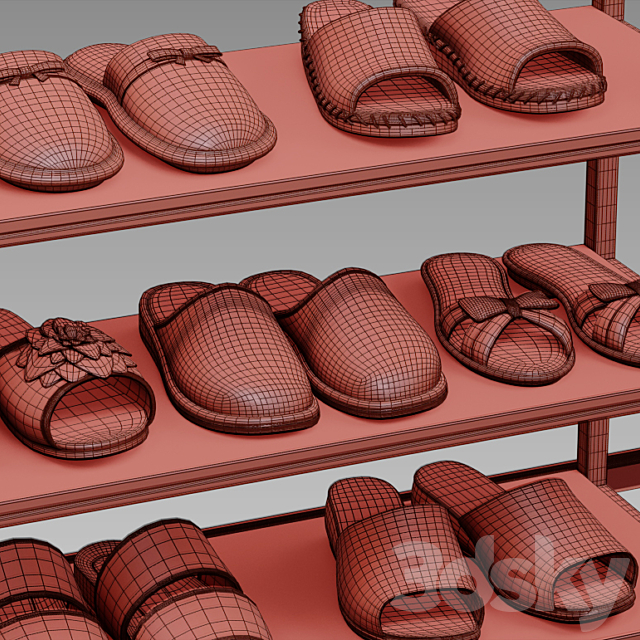 Set of slippers №2 3ds Max - thumbnail 3