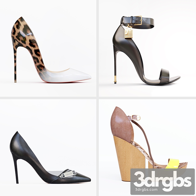 Set of Women Shoes 3dsmax Download - thumbnail 1