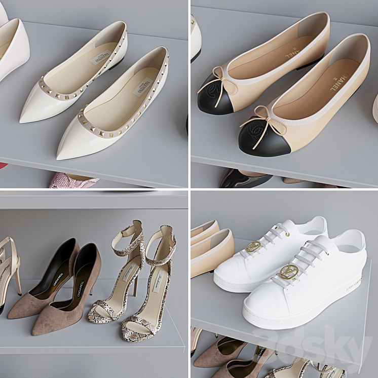 Set of women's shoes 1 3DS Max - thumbnail 2