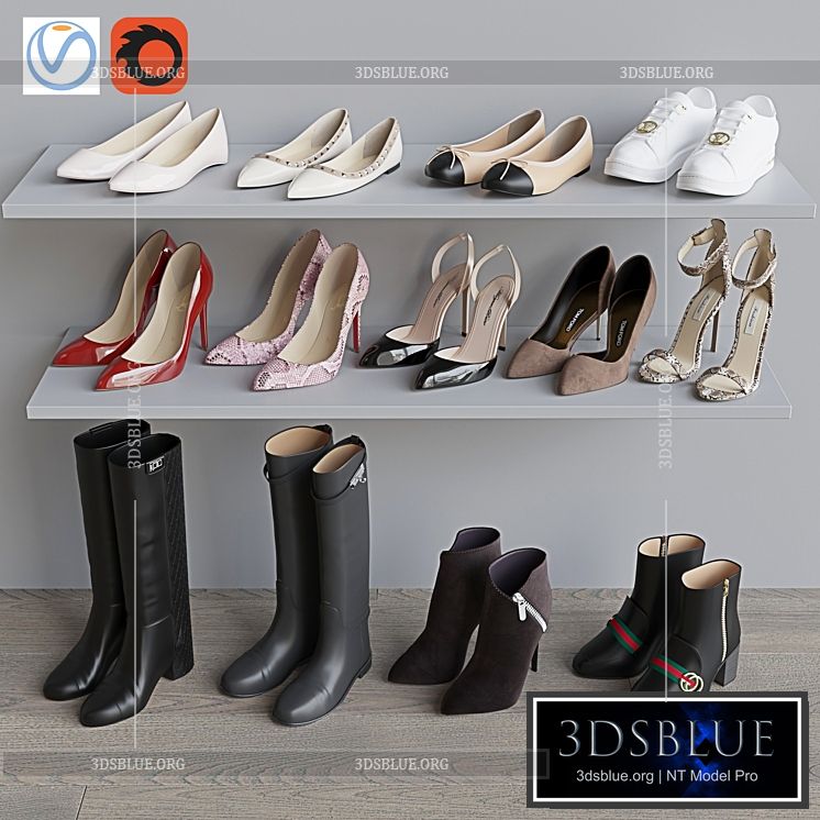 Set of women's shoes 1 3DS Max - thumbnail 3