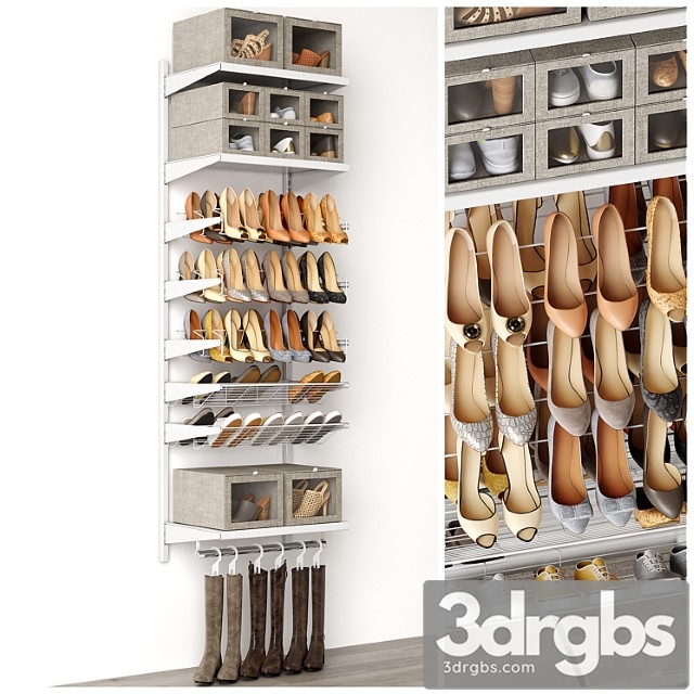 Shoe rack in a shoe cabinet. set of shoes. shelf filling - thumbnail 1