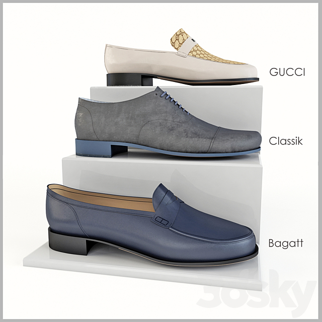 Shoes for men Gucci Bagatt Donald J Pilner ICEberg 3ds Max - thumbnail 2