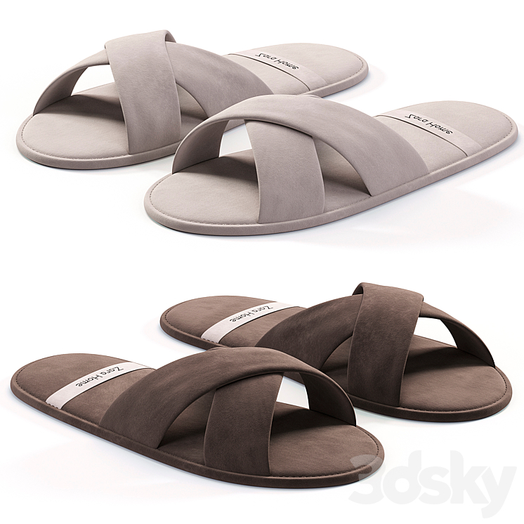 Slippers with open toe 3DS Max Model - thumbnail 1