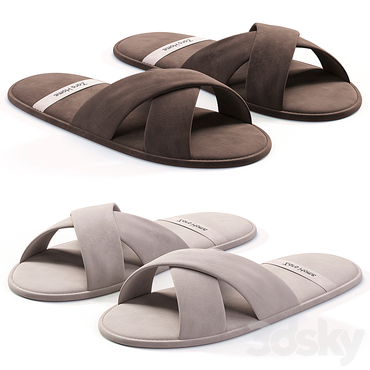 Slippers with open toe 3DS Max Model - thumbnail 2