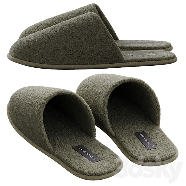 Terry slippers Zara Home 3DS Max Model - thumbnail 4