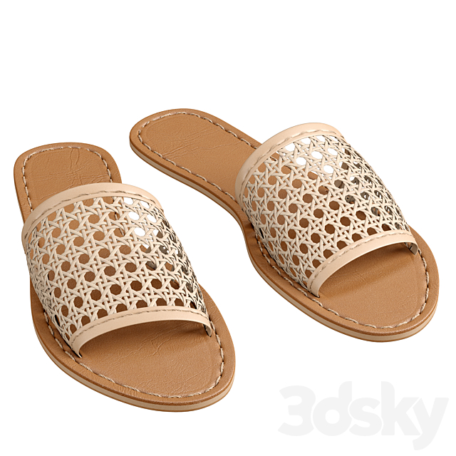 Vegan Woven Rattan Slides 3DSMax File - thumbnail 1