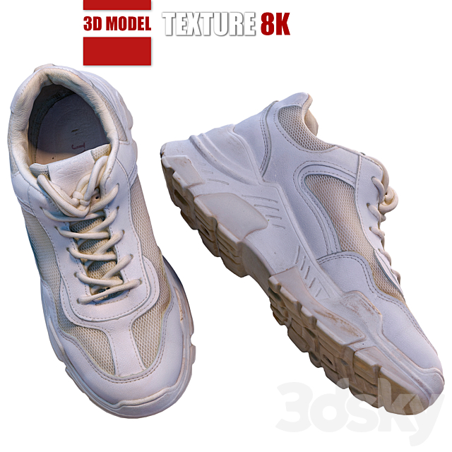 White sneakers 120 3DS Max Model - thumbnail 4