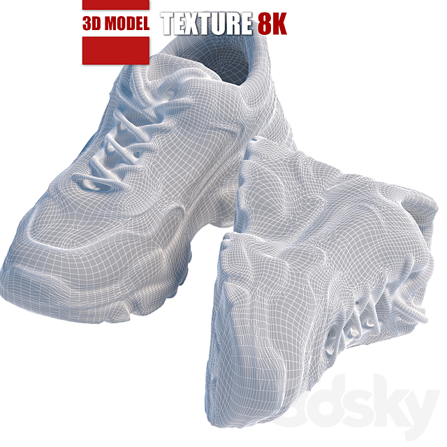 White sneakers 120 3DS Max Model - thumbnail 5