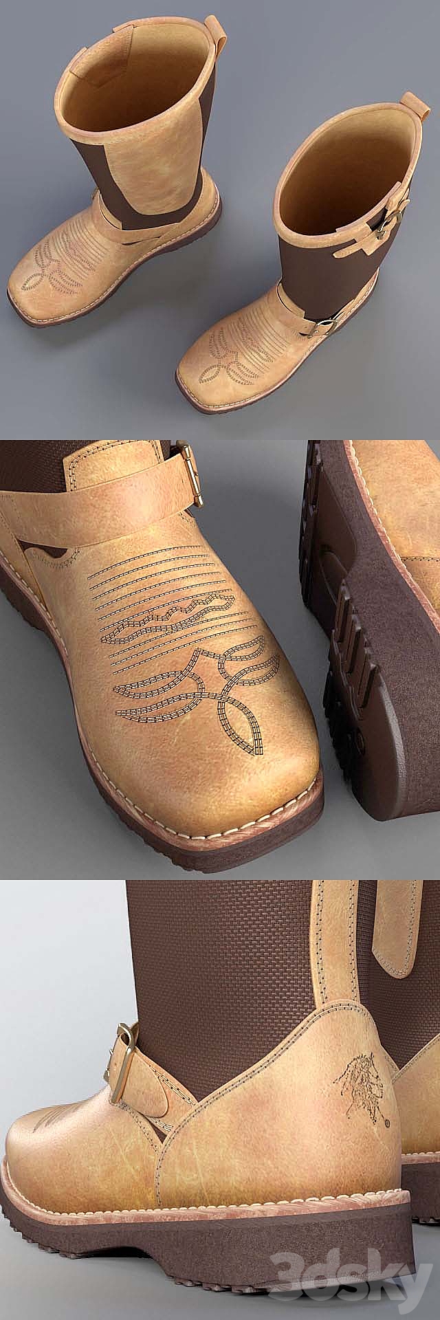 WOMEN’S 15 “TAN RODEO SNAKE BOOTS 3DSMax File - thumbnail 3